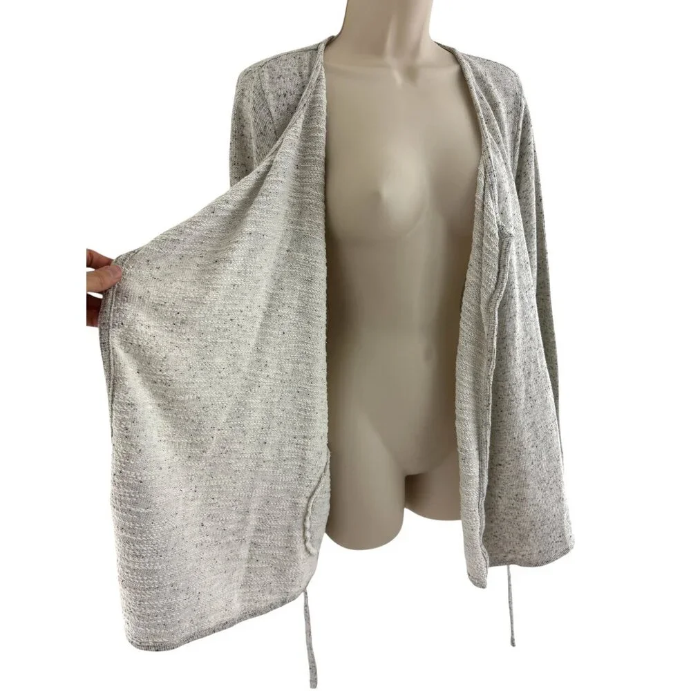 Purejill J. Jill Gray Tie Waist‎ Waterfall Cardigan Sweater w/Pockets Size MP